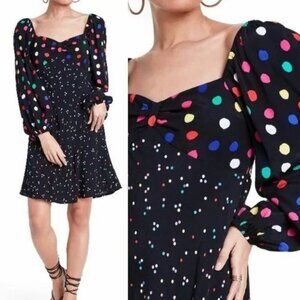Rixo Target | Woman's Polka Dot Swing Dress Size 8 Long Sleeve Black Mini